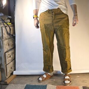Vtg 60s Duxbak Mens 36x30 Brush Hunting‎ Pants Brown Canvas Double Knee Chore